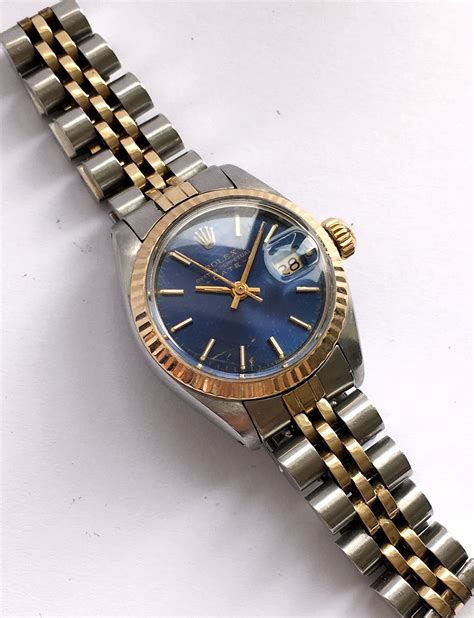 vintage blue rolex watch|rolex with a blue face.